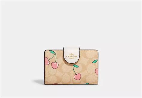 cherry print coach wallet|coach wallet corner zip.